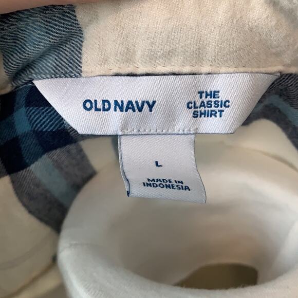 Old Navy Peak Cotton Button Down Plaid Classic Flannel Sz L - Picture 4 of 8